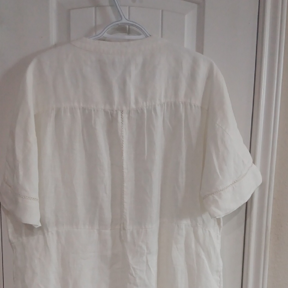 Lightweight White Button-Front Linen Dress - Picture 10 of 12